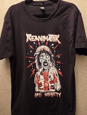 Reanimator Thrash Metal Band Tee Anti Sobriety Shirt Large